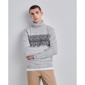 Jersey de punto jacquard Easy Wear con cuello vuelto