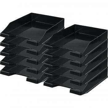 Ablagekorb HAN Klassik, stapelbar, schwarz, für A4/C4, mit Beschriftungsfeld, 10 Stück