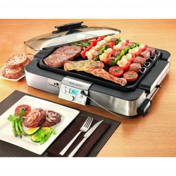 Plancha de asar palson luxury 30576 1600w sonda termica para interior de alimente con tapa de cristal