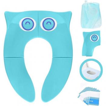 Child Potty Training Toilet Seat Cover with Non-Slip Silicone Pads - 10 Pack (Green)