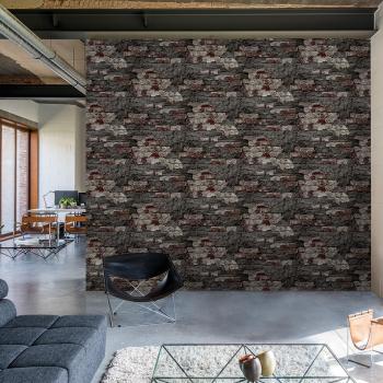 Papel Pared Vínculo Gris Imita Material Grandeco 53×10 m