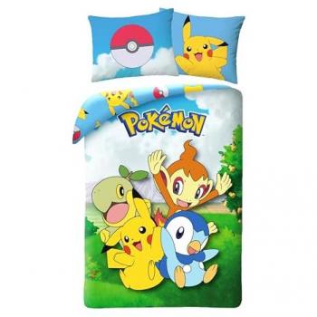 Housse de couette et taie d'oreiller Pokémon en coton 140x200 cm