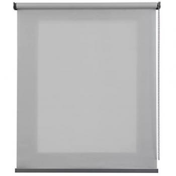 Estor enrollable decorativo traslúcido con acabados metálicos gris claro