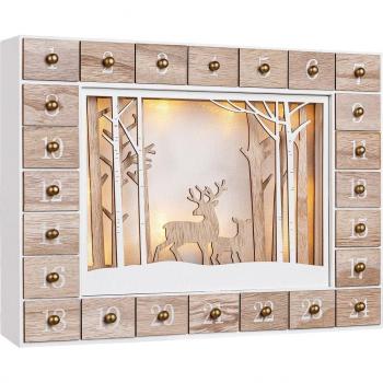 Spielwerk's Advent Calendar in Wood with LED Lights and Refillable Gift