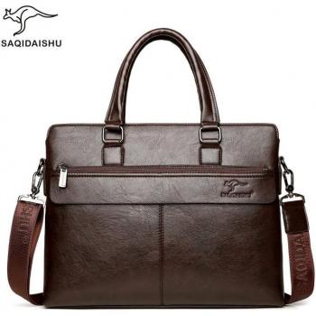 Brown Leather Business Briefcase for Men