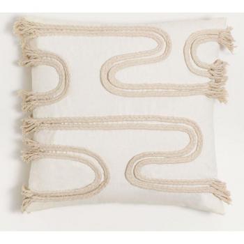 Coussin Reni Carré en Coton 45x45 cm Beige Lin