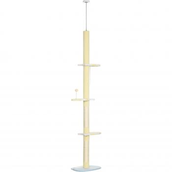 Árbol Rascador para Gatos PawHut Altura Ajustable 3 Niveles 220/260x47x34 cm Crema