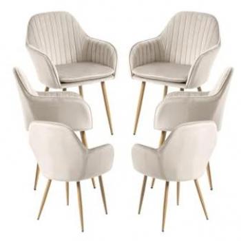 Set de 6 sillas de comedor estilo chic en color beige