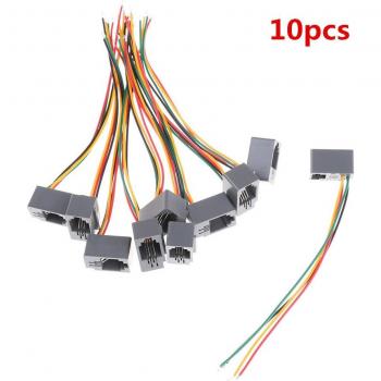 10 Stück 616E 4P4C RJ11 Telefonstecker Adapter weiblich 4 Drähte 8cm