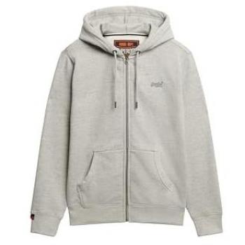 Superdry Essential Logo Zip‑Up Hoodie – Grey