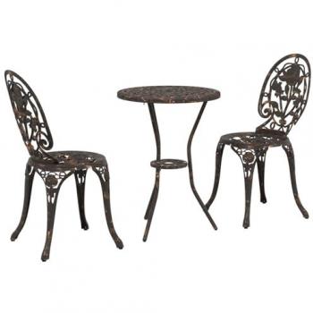 Set de Jardin Bistro 3 Pièces en Aluminium Bronze
