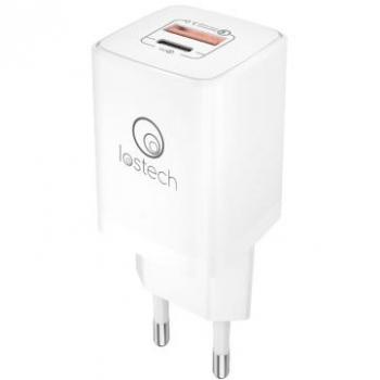 Caricatore rapido 20W per smartphone con porta USB e Type-C