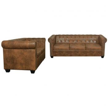 Canapé Chesterfield Marron 2+3 Places