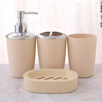 Plastic Soap Dispenser and Toothbrush Holder Set