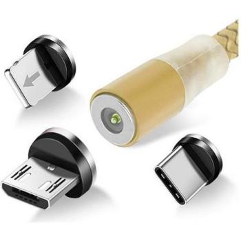 Cable Multiuso USB a Lightning, USB-C y Micro-USB 2,4 A 1,2 m - Dorado