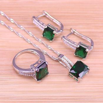 Set de joyas de plata 925 para mujer, incluye pendientes, anillo, collar y pulsera
