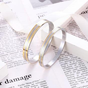 Pulsera y brazalete de doble capa, acero inoxidable dorado, unisex