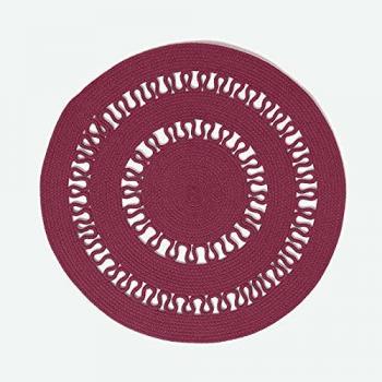 HOMESCAPES Plum Crochet Braided Rug 70cm Round