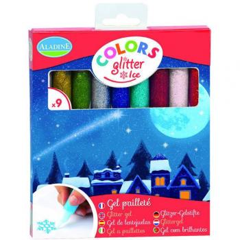 Crayons Pailletés Aladine - 9 Teintes - Effet Glace