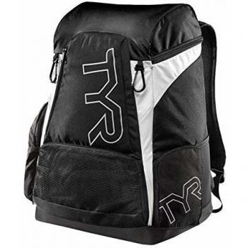 TYR Alliance Team 45L Swimming Backpack Black White