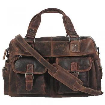 Montana Leather Handbag by Greenland Nature - Brown, 40 cm, Laptop Compartment