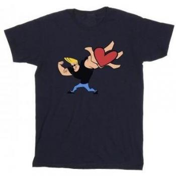 Johnny Bravo Männer Herzens-T-Shirt, L, weiß