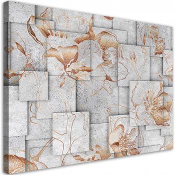 Tableau Floral Lys sur Fond Géométrique 60x40