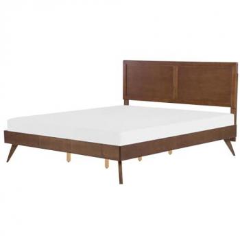 BELIANI Modern EU Super King Bed Frame 6ft MDF Headboard Slatted Natural Finish Istres