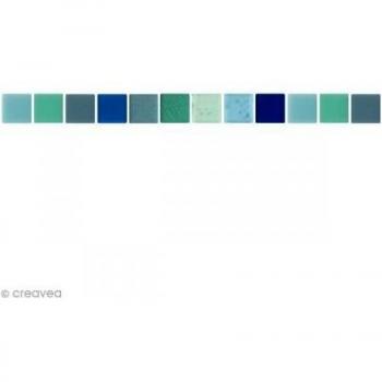 Mosaïque en résine 1 x 1 cm 200 g Bleu Océan, Boite de 50 pièces