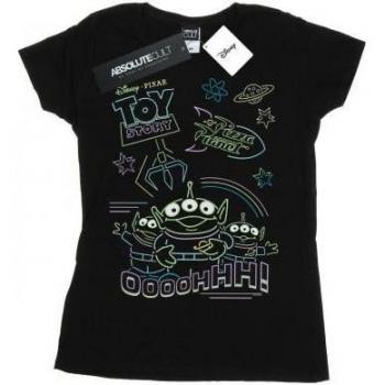 Disney Women’s Neon Little Green Men T‑Shirt, XL – Black