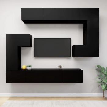 VidaXL Set de muebles para TV 8 piezas madera contrachapada negro