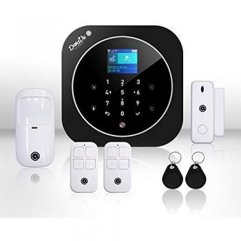 Sistema di Allarme Casa Wireless senza fili con tecnologia WIFI e GSM, Kit Dadvu DV-2AT, Combinatore Telefonico, 100 Zone, App