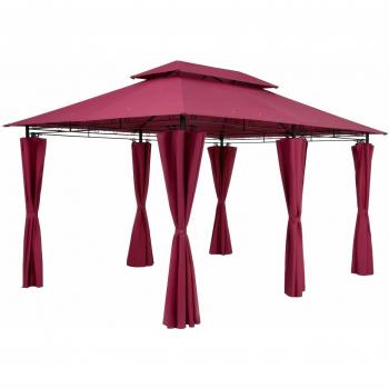 Casaria Pavilion, 3x4m, Topas model, Red, Gazebo, UV 50+ Protection, Water-repellent