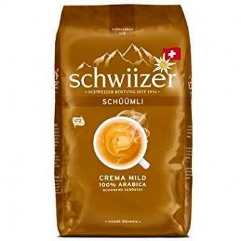 Schwiizer Schüümli Mild Ganze Kaffeebohnen (1kg, Stärkegrad 2/5, Säuregrad 2/5, Premium Arabica) 1er Pack x 1kg