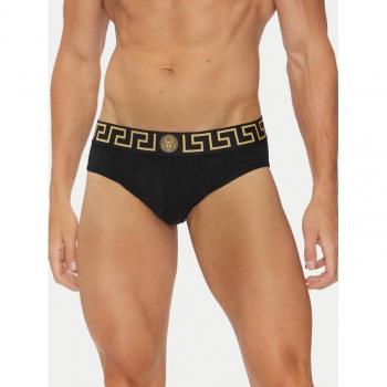 Versace Black Low Rise Cotton Briefs for Men, Gold Embellishments, Size L