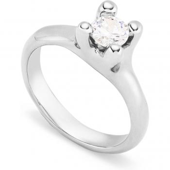Anillo UNODE50 bañado en plata de ley con circonita blanca ANI0804BLNMTL