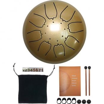 6-Inch 8-Tune Steel Tongue Drum with Sticks and Carrying Case