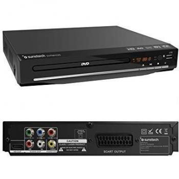 DVD Player Sunstech DVPMH225 BK – Compatível com PAL/NTSC, Mídia CD/DVD+RW