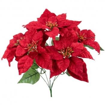 Set di 2 Rami Artificiali Stella di Natale 35 cm in Rosso Sintetico