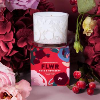 The Aromatherapy Company's FLWR Candle in Rose & Dewberry (100g, Red)