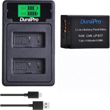 Batería LP-E17 DuraPro 4x1180mAh + Cargador Dual USB LCD para Canon EOS Rebel T6i