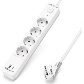 Alargador Aigostar 4 enchufes + 1 USB + 1 TYPE‑C en color blanco