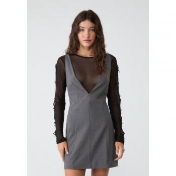 Vestito corto con scollo a V grigio M