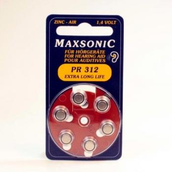 Maxsonic PR312 Hörgeräte Batterien, 6 Stück Packung