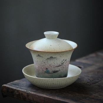 Tazón Gaiwan para Té Chino, Cerámica Artesanal con Grúa