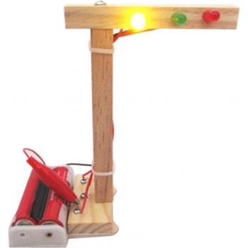 Assembled Wooden Traffic Light Model