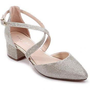 Francis Glitter Mid Block Heel Wide Fit Court Shoes