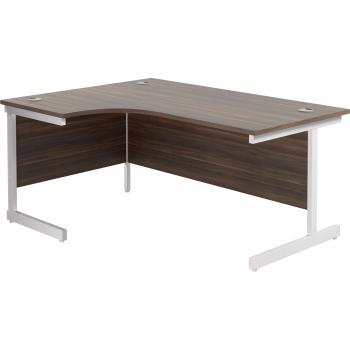 1600x1200 Single Left Hand Radial Desk in Dark Walnut and White Finish