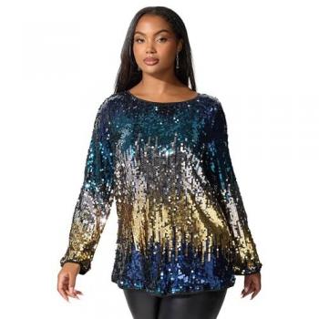 Curve Pink London Multi-Bow Sequin Ombre Top