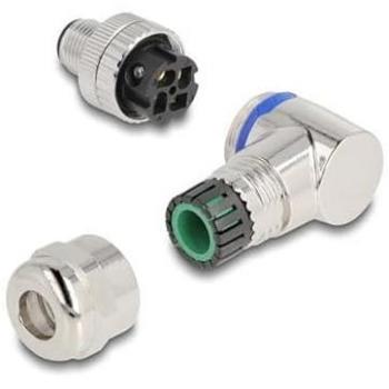 Delock M12 A-coded 4-Pin Angled Metal Connector Plug - 90° Screw Mount